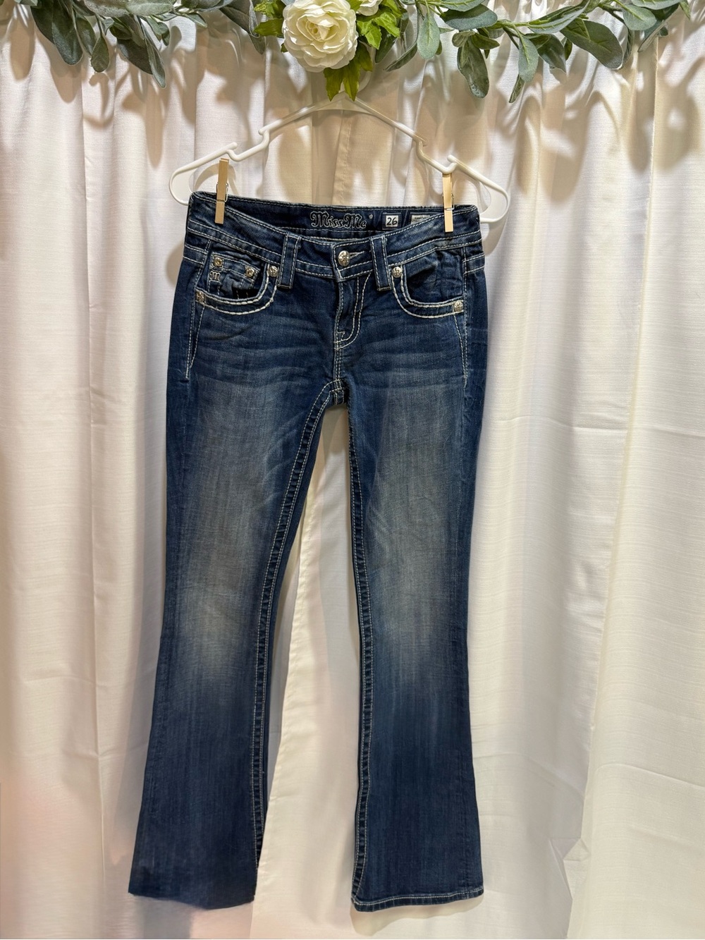 👖Miss Me Paisley Embroidered Sequin Bootcut Jeans 26